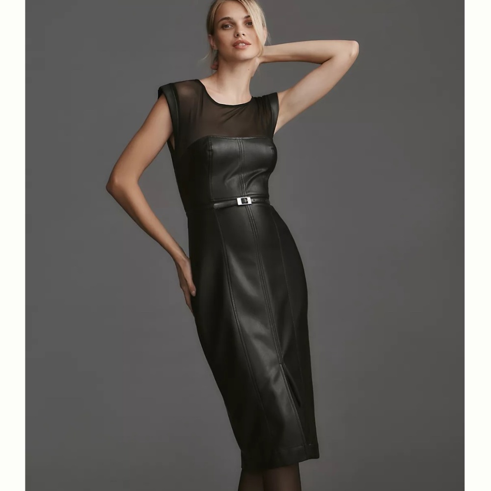 Anthropologie Maeve Faux leather dress
